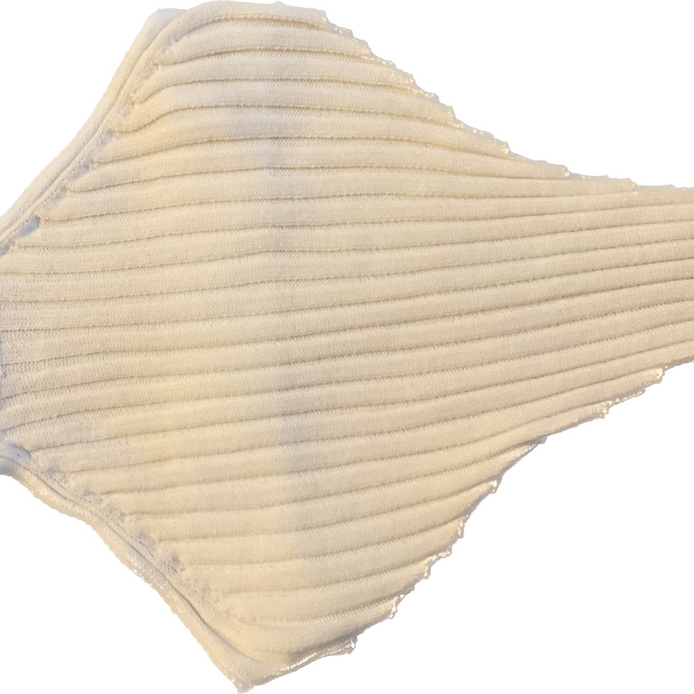 Ribbed Cream Knit turtleneck Crop Top